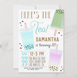 Boba Milk Tea Birthday Invitation Kaart