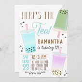 Boba Milk Tea Birthday Invitation Kaart (Voorkant / Achterkant)