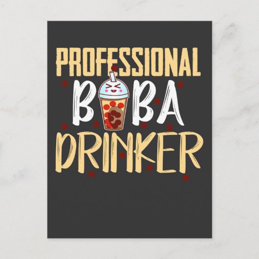 Boba Milk Tea Drinker Kawaii Schattige Bubble Tea Briefkaart (Voorkant)