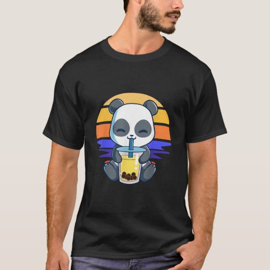 Boba Panda Drinking Boba Tea Bubble Panda Kawaii J T-shirt (Voorkant)