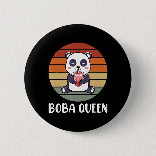 Boba Queen Bubble Tea Japanner Panda Anime Ka Ronde Button 5,7 Cm (Voorkant)