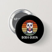 Boba Queen Bubble Tea Japanner Panda Anime Ka Ronde Button 5,7 Cm (Voorkant /achterkant)