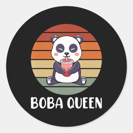 Boba Queen Bubble Tea Japanner Panda Anime Ka Ronde Sticker (Voorkant)