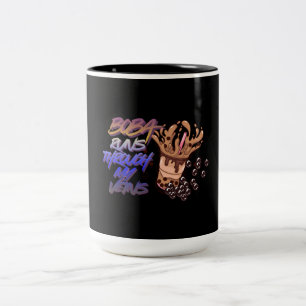 Boba stroomt door mijn aderen Grappig Bubble Tea C Tweekleurige Koffiemok