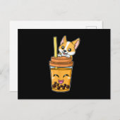Boba Tapioca Pearls Bubble Milk Tea Drink Corgi Aankondigingskaart (Voorkant / Achterkant)