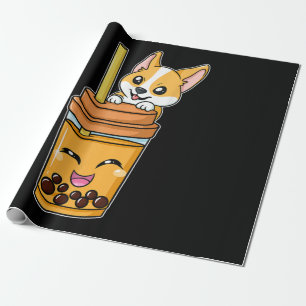 Boba Tapioca Pearls Bubble Milk Tea Drink Corgi Cadeaupapier