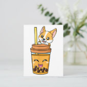 Boba Tapioca Pearls Bubble Milk Tea Drink Corgi do Kaart (Staand voorkant)