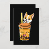 Boba Tapioca Pearls Bubble Milk Tea Drink Corgi Informatiekaartje (Voorkant / Achterkant)