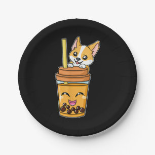 Boba Tapioca Pearls Bubble Milk Tea Drink Corgi Papieren Bordje