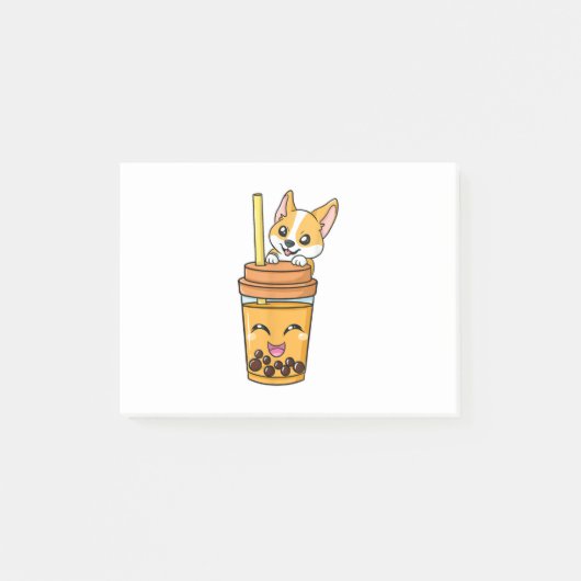 Boba Tapioca Pearls Bubble Milk Tea Drink Corgi Post-it® Notes (Voorkant)