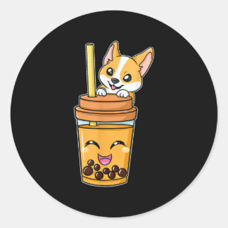 Boba Tapioca Pearls Bubble Milk Tea Drink Corgi Ronde Sticker
