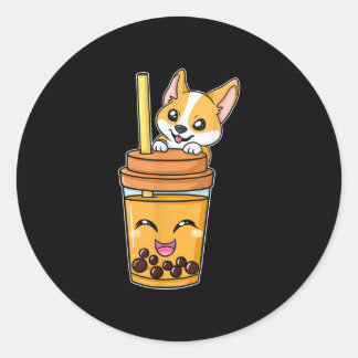 Boba Tapioca Pearls Bubble Milk Tea Drink Corgi Ronde Sticker