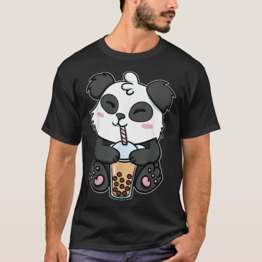 Boba Tapioca Pearls Bubble Milk Tea Drink Panda T-shirt (Voorkant)