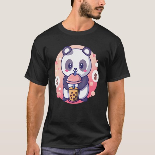 Boba Tapioca Pearls Bubble Milk Tea Drink Panda T-shirt (Voorkant)