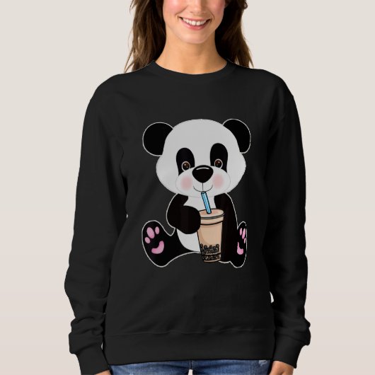 Boba Tapioca Pearls Bubble Milk Tea Drink Panda Trui (Voorkant)