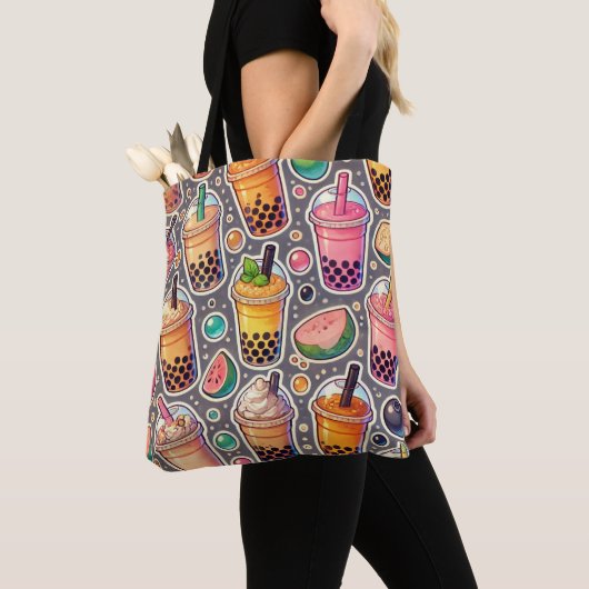 Boba Tea Allover Print Canvas tas (Dichtbij)