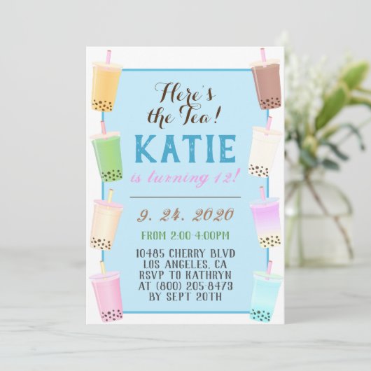 Boba Tea Birthday Kaart (Staand voorkant)