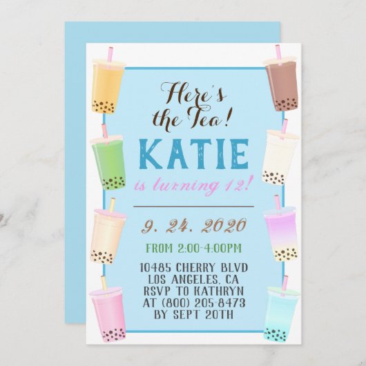 Boba Tea Birthday Kaart (Voorkant / Achterkant)