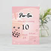 Boba Tea Birthday Party Invitation Kaart (Staand voorkant)