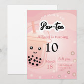 Boba Tea Birthday Party Invitation Kaart (Voorkant / Achterkant)