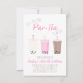 Boba Tea Birthday Party Invitation Milk Tea Invite Kaart (Voorkant)