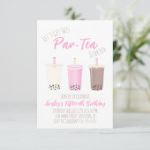 Boba Tea Birthday Party Invitation Milk Tea Invite Kaart (Staand voorkant)