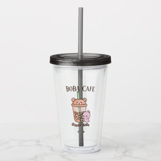 Boba Tea, bubbelmilk tea Acryl Drinkbeker (Voorkant)
