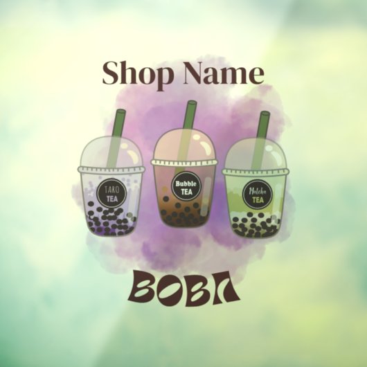 Boba Tea, bubbelmilk tea Raamsticker (Vel 3)