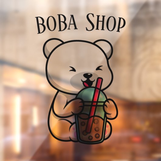 Boba Tea, bubbelmilk tea Raamsticker (Vel 2)