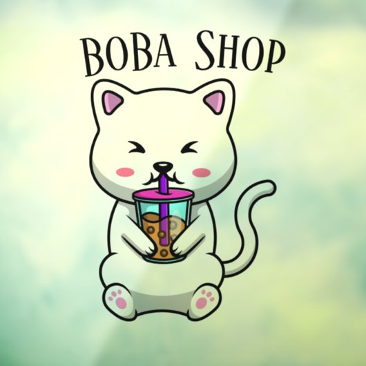 Boba Tea, bubbelmilk tea Raamsticker (Vel 3)
