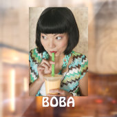 Boba Tea Bubble Drink Woman Advertisement Raamsticker (Vel 2)