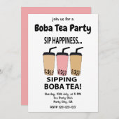 Boba Tea Bubble Tea Boba Thee Feest Kaart (Voorkant / Achterkant)