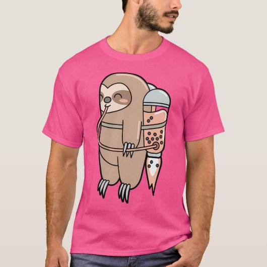Boba Tea Bubble Tea Schattige Kawaii Luiaard T-shirt (Voorkant)