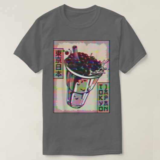 Boba Tea Bubble Tea Tokyo Japan Vaporwave Aestheti T-shirt (Design voorkant)