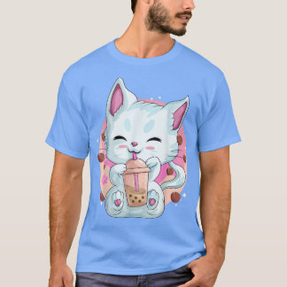 Boba Tea Cat Anime Shirten voor vrouwen, Kawaii Bu T-shirt