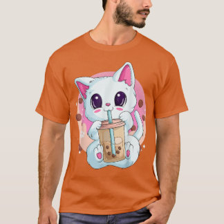 Boba Tea Cat Anime Shirten voor vrouwen, Kawaii Bu T-shirt