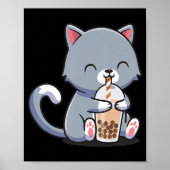 Boba Tea Cat Bubble Tea Cat Kawaii Anime Neko Gift Poster (Voorkant)