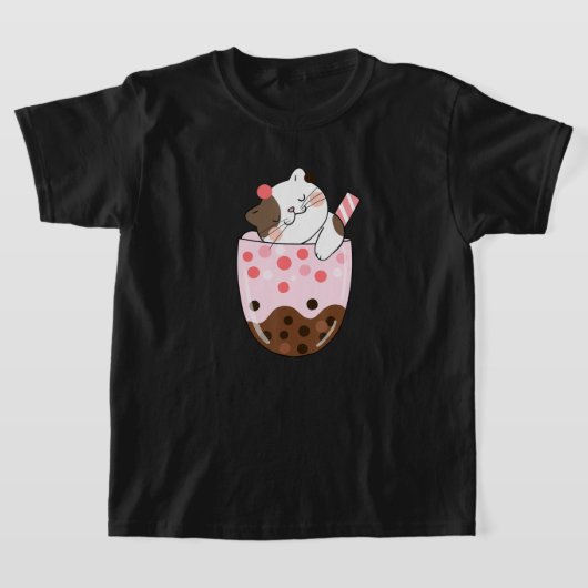 Boba Tea Cat Bubble Tea Kawaii Anime Japans meisje T-shirt (Laagn)