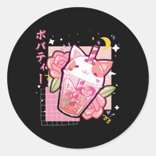 Boba Tea Cat Bubble Tea Kawaii Anime Japanse Nage Ronde Sticker