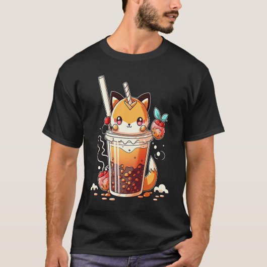 Boba Tea  Chibi Bubble Tea Fox T-shirt (Voorkant)
