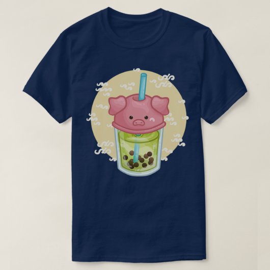 Boba Tea Chinese Zodiac Sign Pig Character T-shirt (Design voorkant)
