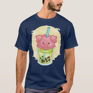 Boba Tea Chinese Zodiac Sign Pig Character T-shirt