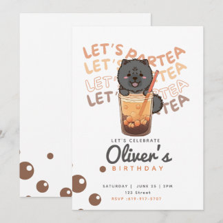 Boba Tea Chow Chow Dog Verjaardag Uitnodiging