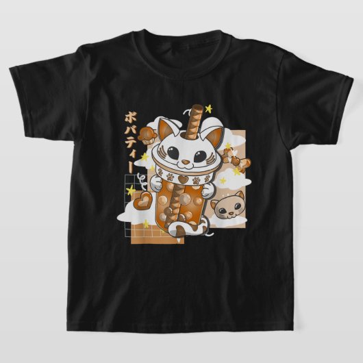 Boba Tea Cute Cat Bubble Tea Kawaii Anime Japans T-shirt (Laagn)