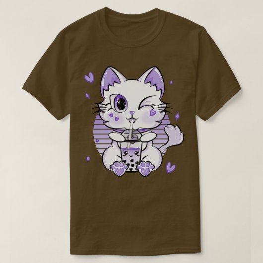 Boba Tea Drink Kawaii Neko Cat Boba T-shirt (Design voorkant)