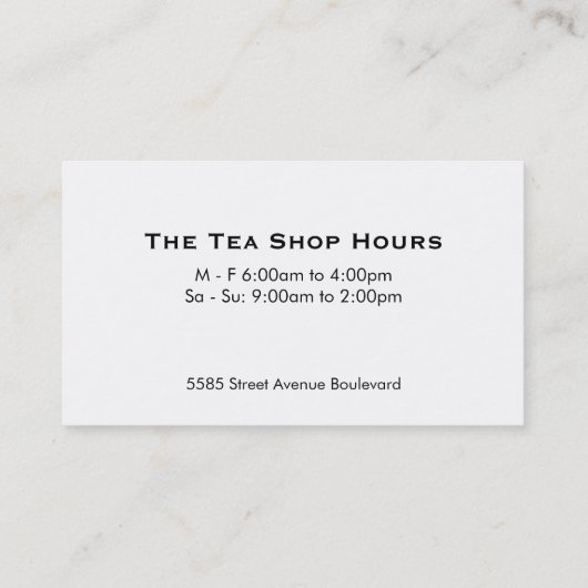 Boba Tea Drinks Variety Visitekaartje (Achterkant)