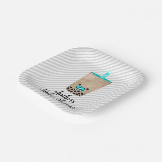 Boba Tea geïnspireerd  Baby shower Papieren Bordje (Gebogen)