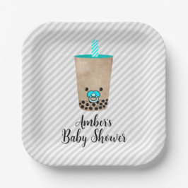 Boba Tea geïnspireerd  Baby shower Papieren Bordje