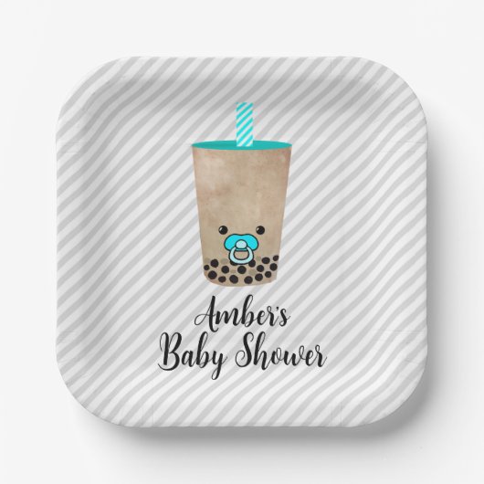 Boba Tea geïnspireerd  Baby shower Papieren Bordje (Voorkant)