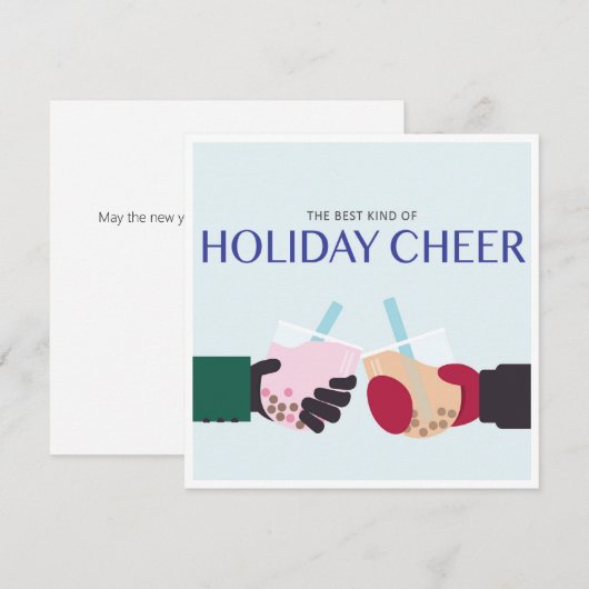 Boba Tea Holiday Winter Cheer Nieuwjaar Bubelthee Feestdagenkaart (Voorkant / Achterkant)